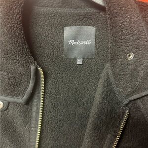Madewell Black Fleece Zip-Up with Gold Hardware